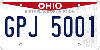 OH license plate GPJ5001