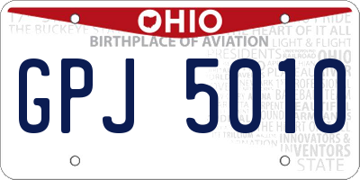 OH license plate GPJ5010