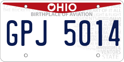 OH license plate GPJ5014