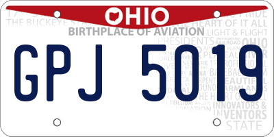 OH license plate GPJ5019