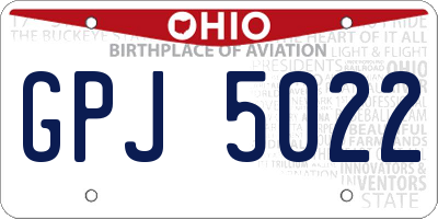 OH license plate GPJ5022