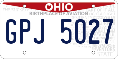 OH license plate GPJ5027