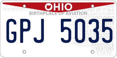 OH license plate GPJ5035