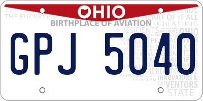 OH license plate GPJ5040
