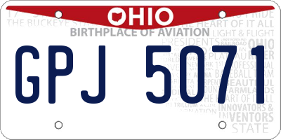 OH license plate GPJ5071