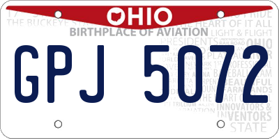 OH license plate GPJ5072