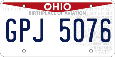 OH license plate GPJ5076