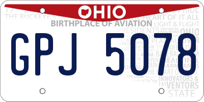 OH license plate GPJ5078