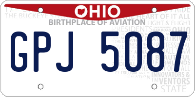 OH license plate GPJ5087