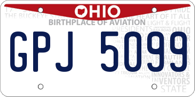 OH license plate GPJ5099