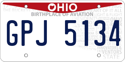 OH license plate GPJ5134