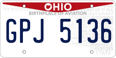 OH license plate GPJ5136