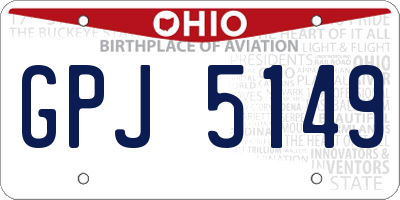 OH license plate GPJ5149
