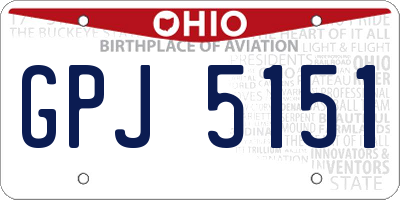 OH license plate GPJ5151