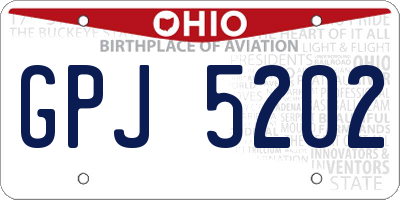 OH license plate GPJ5202