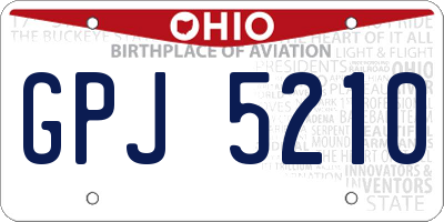 OH license plate GPJ5210