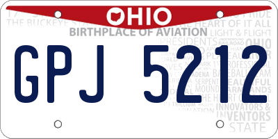 OH license plate GPJ5212