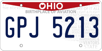 OH license plate GPJ5213