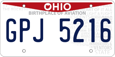 OH license plate GPJ5216