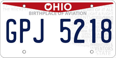 OH license plate GPJ5218