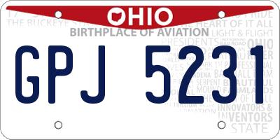 OH license plate GPJ5231