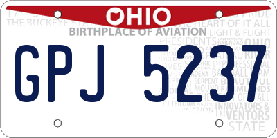 OH license plate GPJ5237