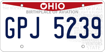 OH license plate GPJ5239