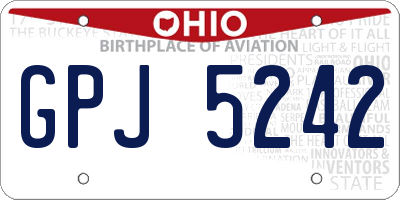 OH license plate GPJ5242
