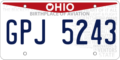 OH license plate GPJ5243