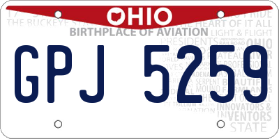 OH license plate GPJ5259