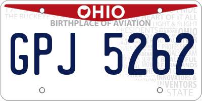 OH license plate GPJ5262