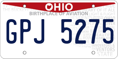 OH license plate GPJ5275