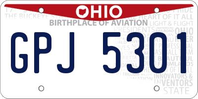 OH license plate GPJ5301