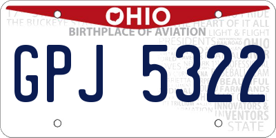 OH license plate GPJ5322