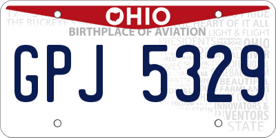 OH license plate GPJ5329