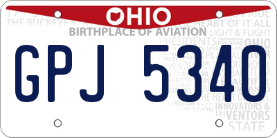 OH license plate GPJ5340