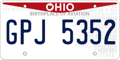 OH license plate GPJ5352