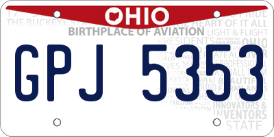 OH license plate GPJ5353