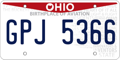 OH license plate GPJ5366