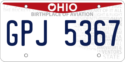 OH license plate GPJ5367