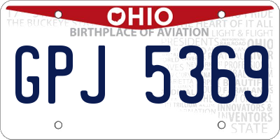 OH license plate GPJ5369