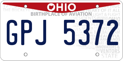 OH license plate GPJ5372