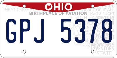 OH license plate GPJ5378