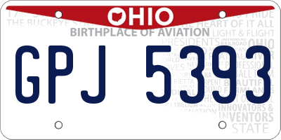 OH license plate GPJ5393