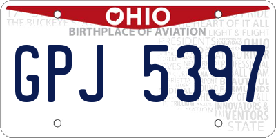 OH license plate GPJ5397