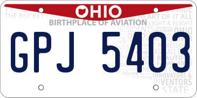 OH license plate GPJ5403