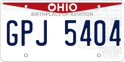 OH license plate GPJ5404