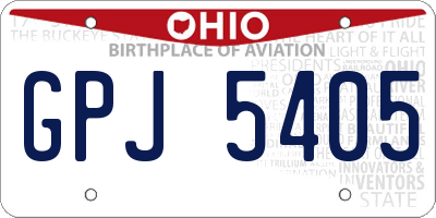 OH license plate GPJ5405