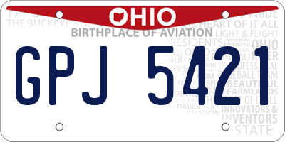 OH license plate GPJ5421