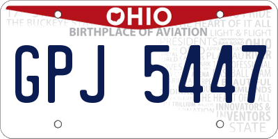 OH license plate GPJ5447